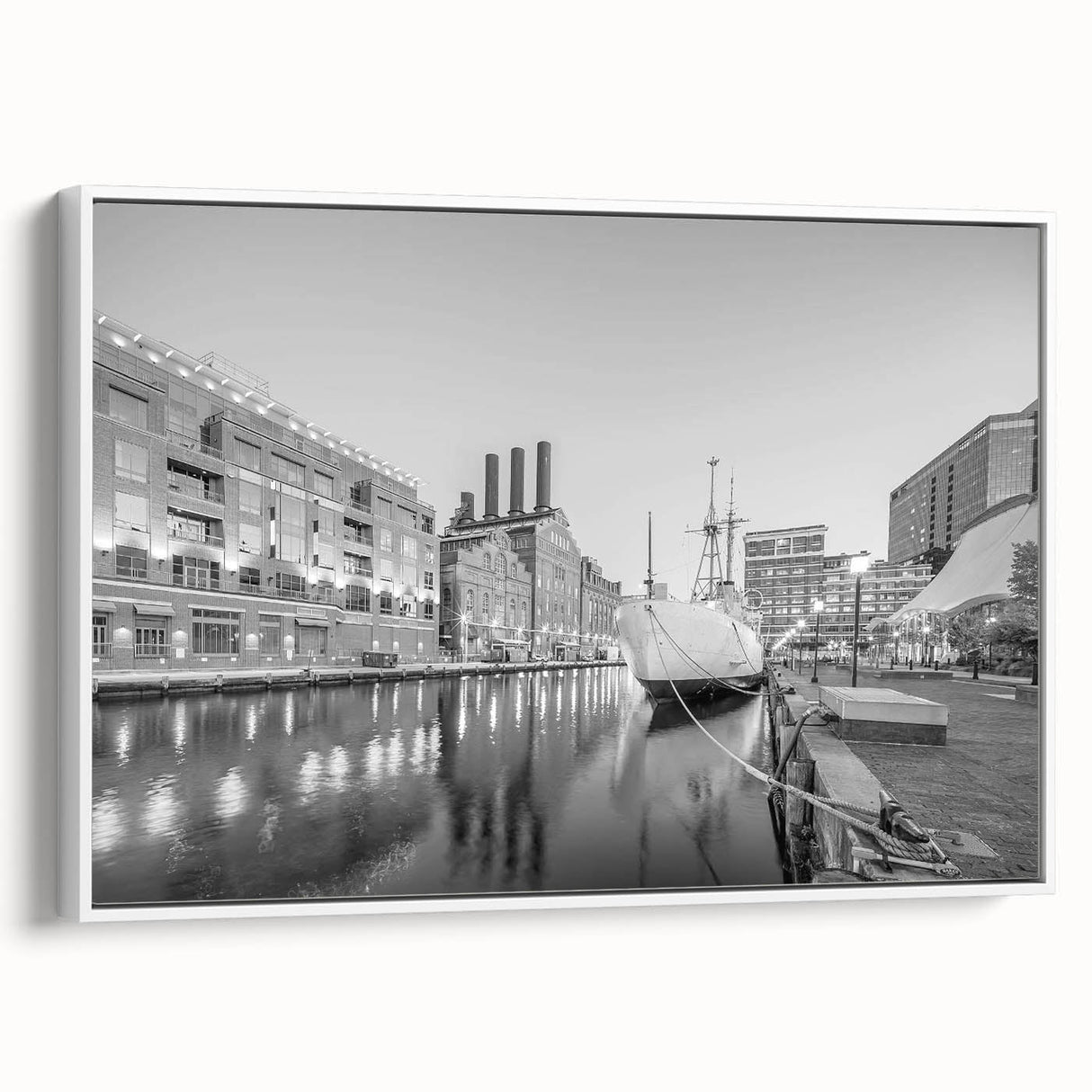Historic Baltimore Harbor Art - Black and White Cityscape Decor