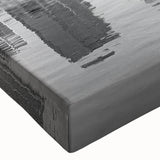 Large art of a black and white cityscape in a minimalist style, printed on canvas, suitable for bedroom wall decor.