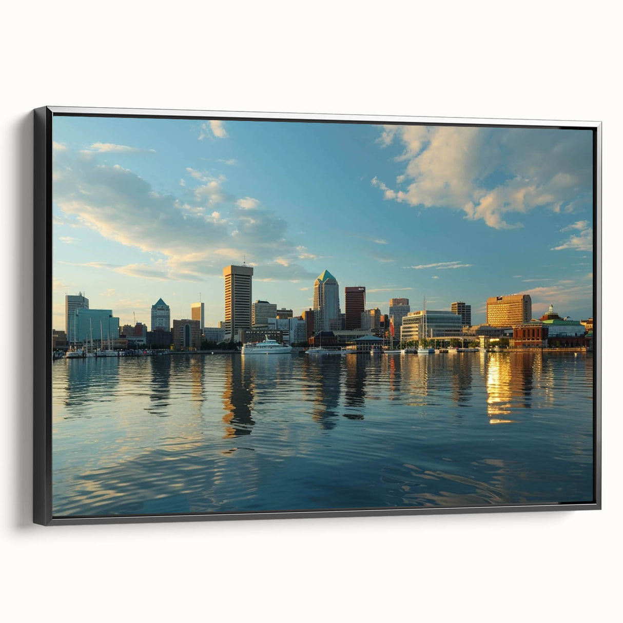 Black and white vintage poster art of a city landscape, printed on canvas, suitable for bedroom wall decor.