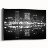 Black and white vintage poster art of a cityscape, printed on canvas, suitable for bedroom wall decor.