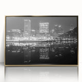 Mid-century modernist cityscape in muted pastel shades on a large canvas print, ideal for nursery wall art.