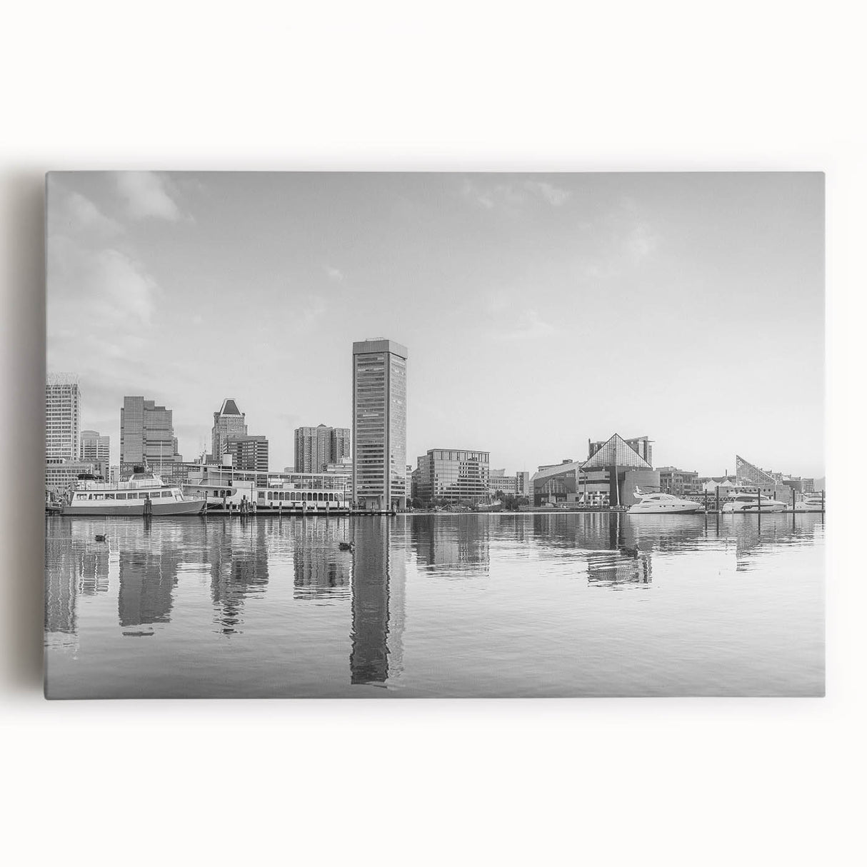 Black and white abstract cityscape on large canvas, ideal for kitchen wall art.