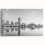 Black and white abstract cityscape on large canvas, ideal for kitchen wall art.