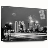 Large abstract wall art featuring swirling blue and gray tones on canvas, suitable for bedroom or dining room decor.