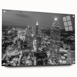 Large abstract wall art featuring swirling blue and gray tones on canvas, suitable for bedroom or dining room decor.