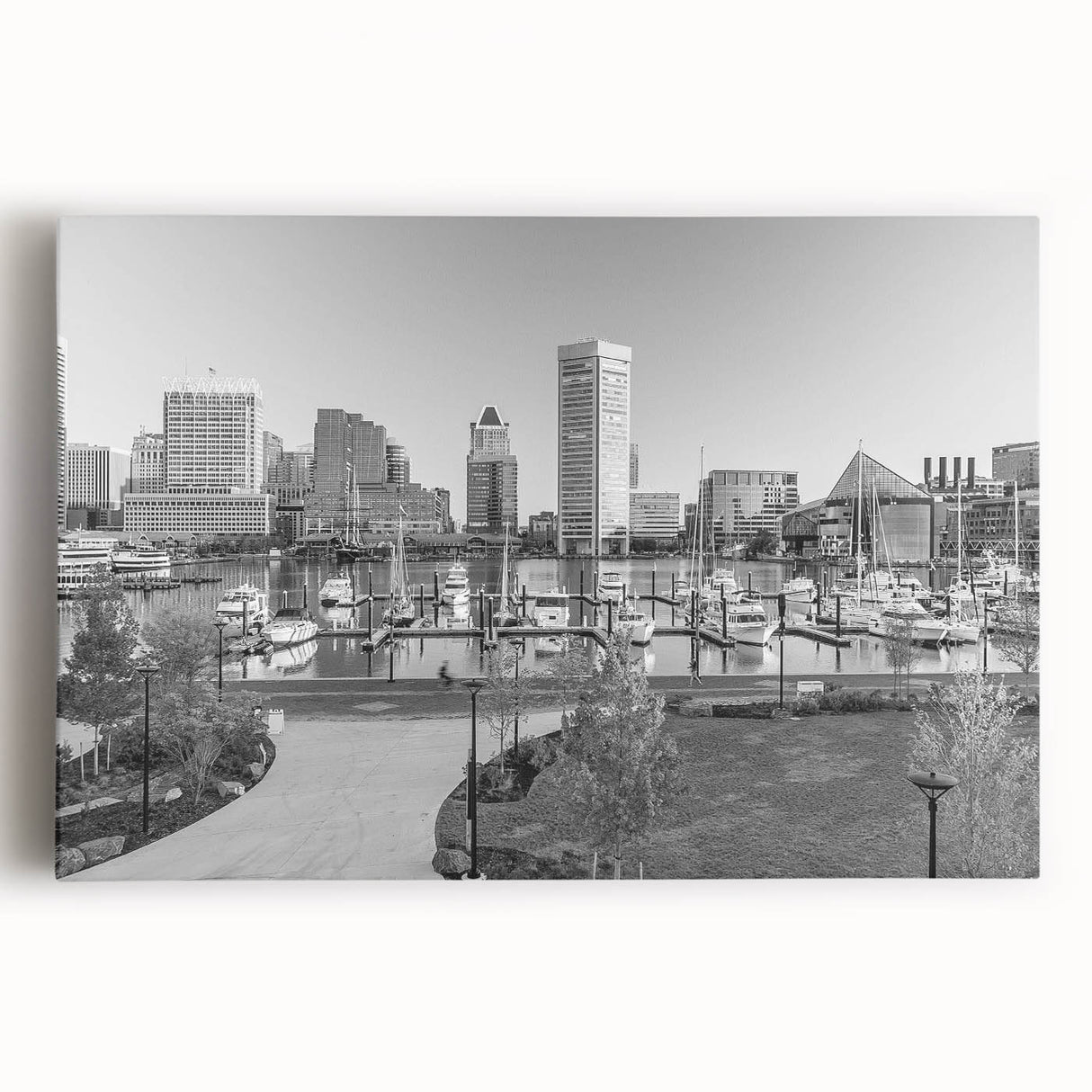 Black and white abstract cityscape on large canvas, ideal for kitchen wall art or bedroom ambiance.
