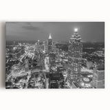 Large black and white acrylic print of a bustling cityscape, ideal for kitchen wall art.