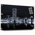 Large abstract wall art featuring swirling blue and gray tones on canvas, suitable for bedroom or dining room decor.