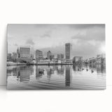 Black and white abstract cityscape on large canvas, ideal for kitchen wall art or bedroom ambiance.