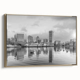 Landscape painting of a vintage cityscape in black and white tones, printed on canvas, suitable for bedroom wall art.