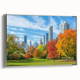 Landscape art painting featuring a vintage poster-style cityscape with colorful buildings on black background.