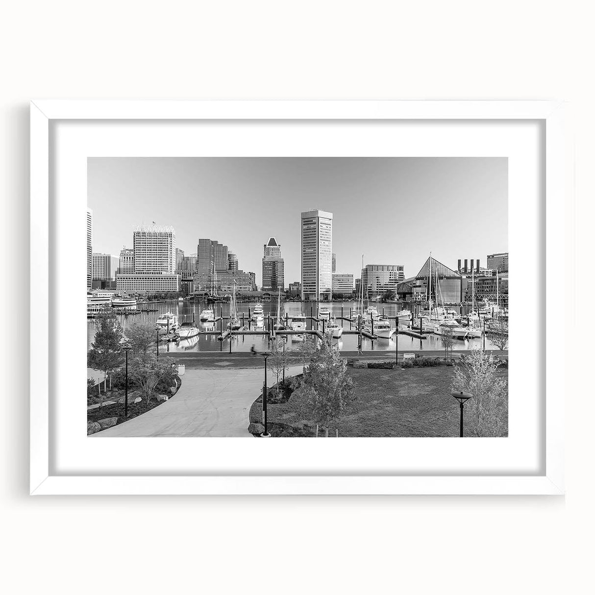 Timeless Baltimore Skyline Art - Black and White Cityscape Decor