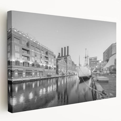 Large abstract cityscape in muted gray and blue tones on canvas, suitable for kitchen wall art.