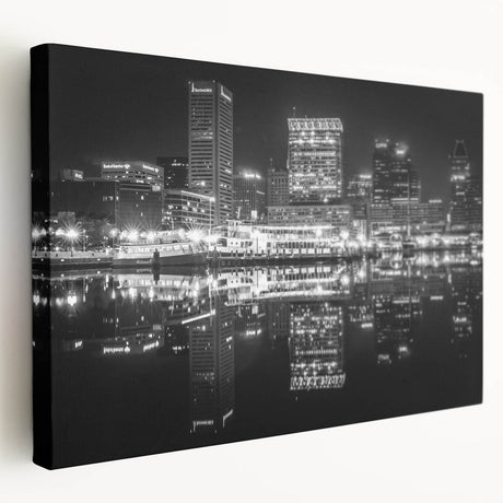 Abstract cityscape in muted gray and blue tones on a large canvas, suitable for kitchen wall art.