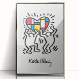 Mid-century modernist art print featuring geometric shapes in pastel colors on canvas, suitable for nursery wall art.