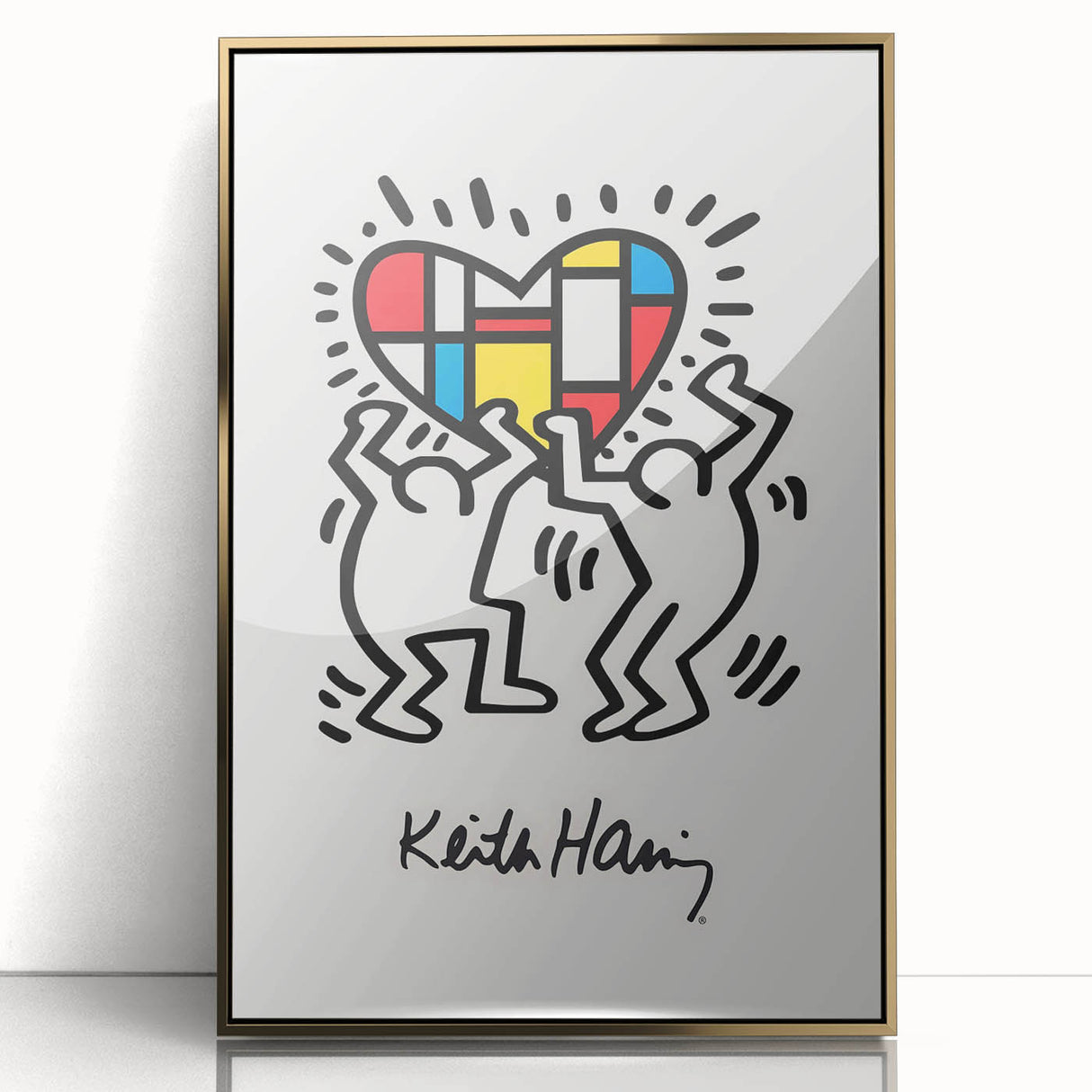 Large art print featuring a mid-century modernist abstract design in muted earth tones on canvas.