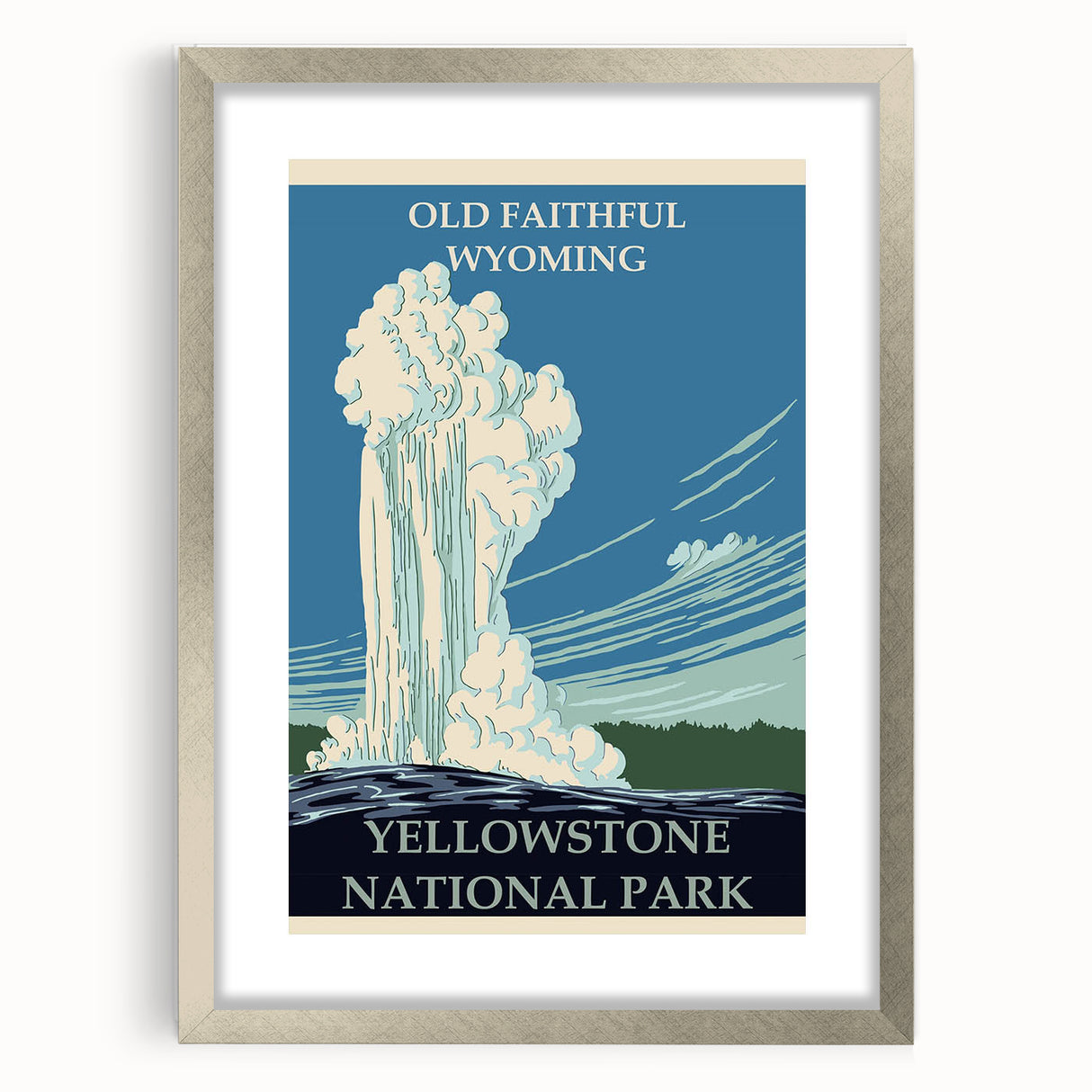 Vintage Yellowstone Old Faithful Poster - Retro National Park Art