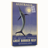 Great Barrier Reef Retro Travel Poster | Fishing Paradise Art