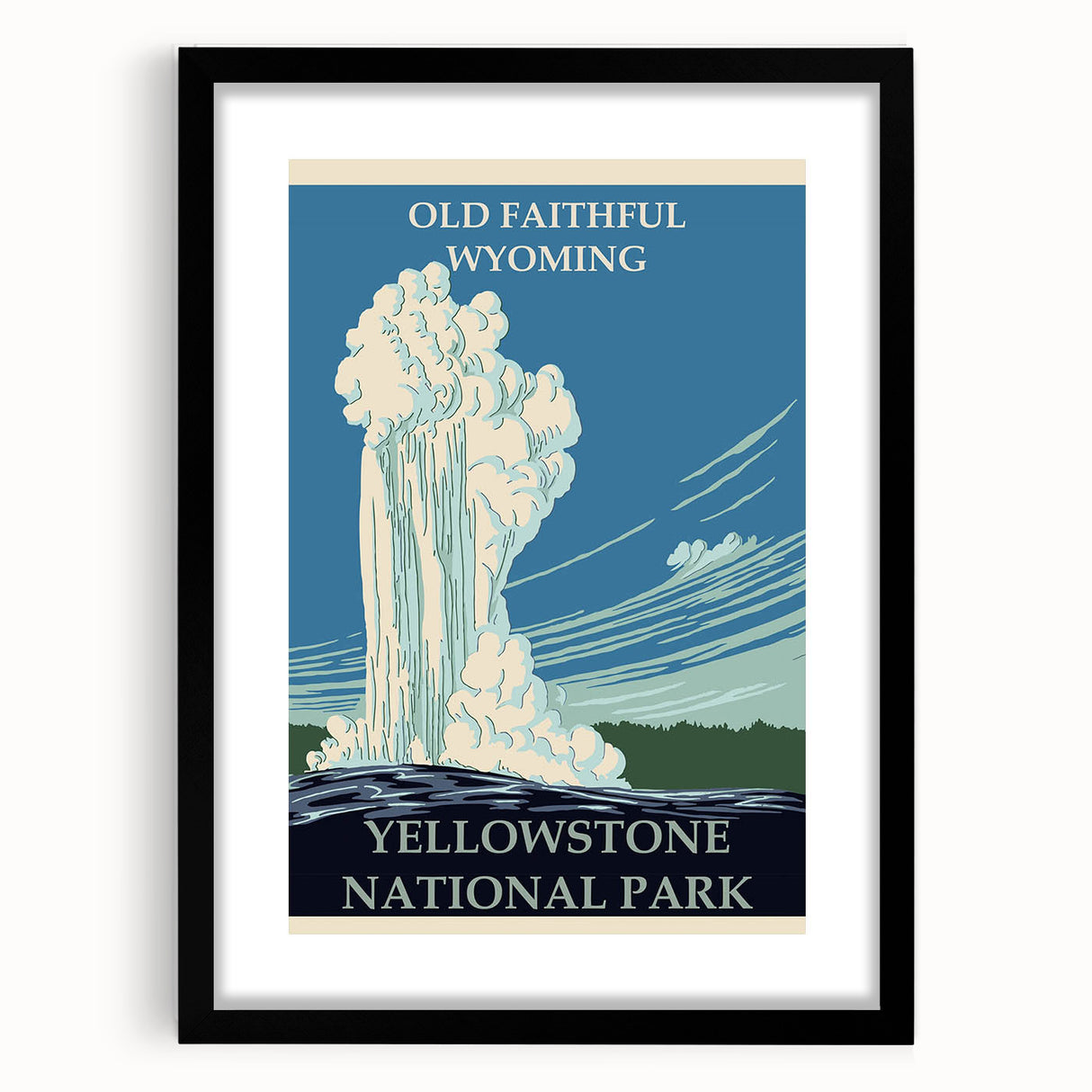 Vintage Yellowstone Old Faithful Poster - Retro National Park Art