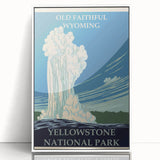 Vintage Yellowstone Old Faithful Poster - Retro National Park Art
