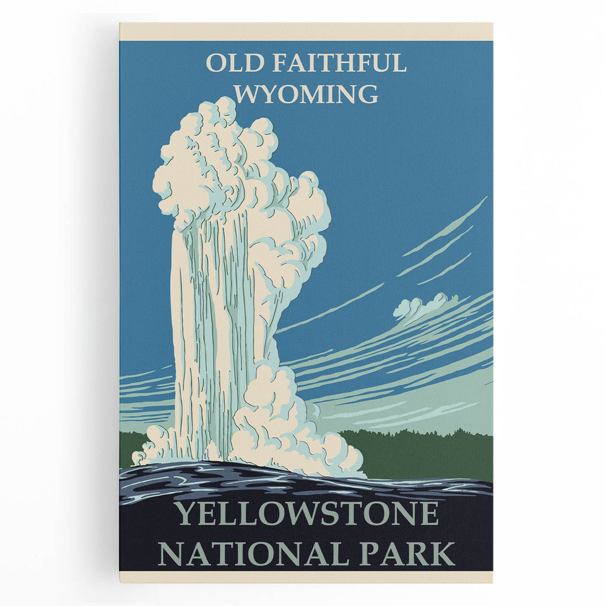 Vintage Yellowstone Old Faithful Poster - Retro National Park Art
