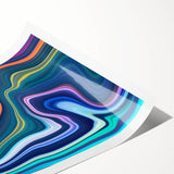 Vibrant Fluid Abstract Wall Art – Modern Teal and Blue Canvas Print