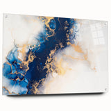 Modern Luxury Abstract Painting – High-End Navy & Gold Canvas Print