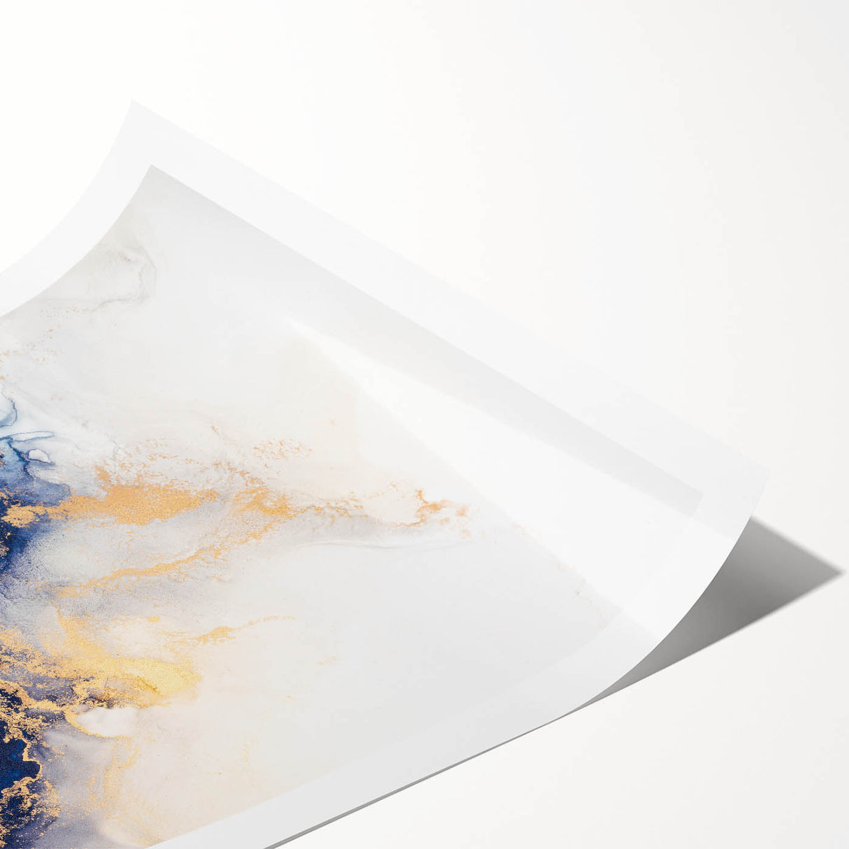 Modern Luxury Abstract Painting – High-End Navy & Gold Canvas Print