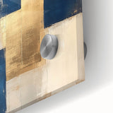 Moody Modern Wall Art – Navy Blue & Gold Abstract Canvas Painting