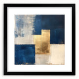Moody Modern Wall Art – Navy Blue & Gold Abstract Canvas Painting