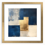 Moody Modern Wall Art – Navy Blue & Gold Abstract Canvas Painting