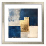 Moody Modern Wall Art – Navy Blue & Gold Abstract Canvas Painting