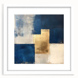 Moody Modern Wall Art – Navy Blue & Gold Abstract Canvas Painting