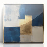 Moody Modern Wall Art – Navy Blue & Gold Abstract Canvas Painting