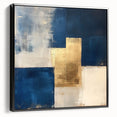 Moody Modern Wall Art – Navy Blue & Gold Abstract Canvas Painting