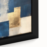 Moody Modern Wall Art – Navy Blue & Gold Abstract Canvas Painting