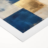 Moody Modern Wall Art – Navy Blue & Gold Abstract Canvas Painting