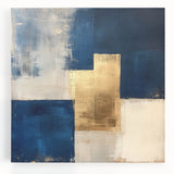 Moody Modern Wall Art – Navy Blue & Gold Abstract Canvas Painting