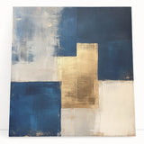 Moody Modern Wall Art – Navy Blue & Gold Abstract Canvas Painting