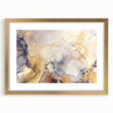 Contemporary Fluid Art Pieces – Gold & Gray Ink Swirl Canvas