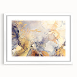 Contemporary Fluid Art Pieces – Gold & Gray Ink Swirl Canvas