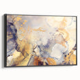 Contemporary Fluid Art Pieces – Gold & Gray Ink Swirl Canvas