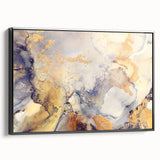 Contemporary Fluid Art Pieces – Gold & Gray Ink Swirl Canvas