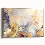 Contemporary Fluid Art Pieces – Gold & Gray Ink Swirl Canvas
