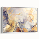 Contemporary Fluid Art Pieces – Gold & Gray Ink Swirl Canvas