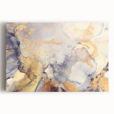Contemporary Fluid Art Pieces – Gold & Gray Ink Swirl Canvas