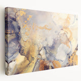 Contemporary Fluid Art Pieces – Gold & Gray Ink Swirl Canvas