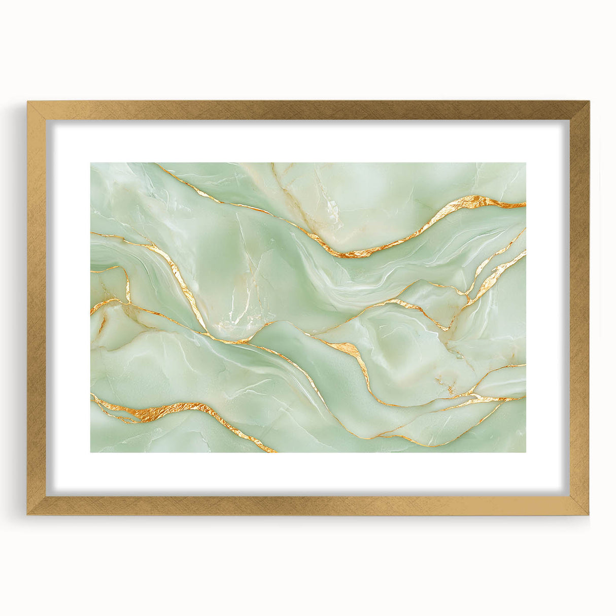 Upscale Abstract Art Collection – Mint Green & Gold Wall Decor