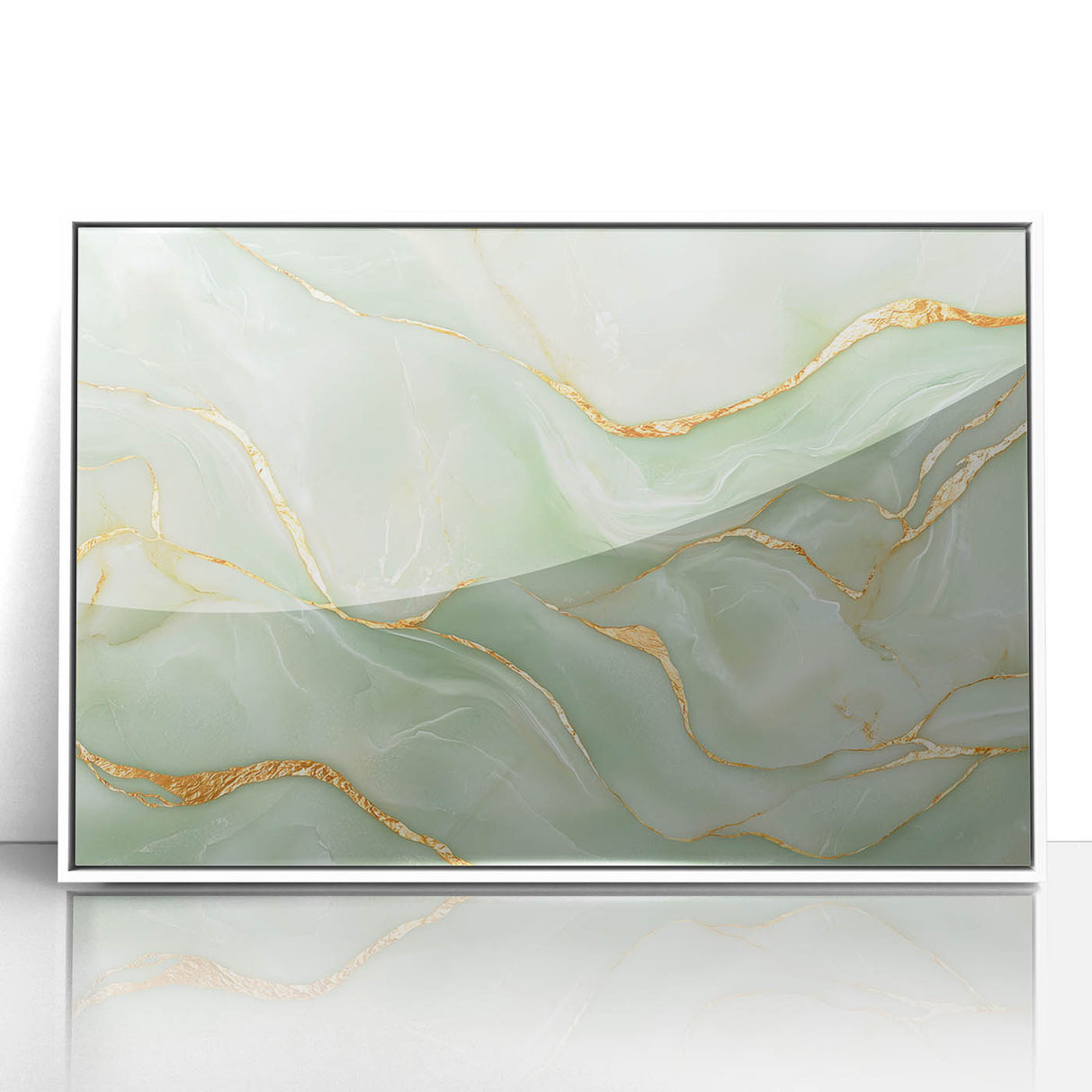 Upscale Abstract Art Collection – Mint Green & Gold Wall Decor