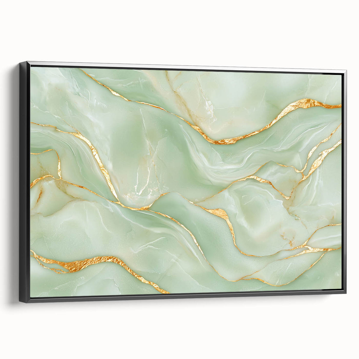 Upscale Abstract Art Collection – Mint Green & Gold Wall Decor